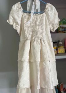 Jacquard Lace Trimmed Cottagecore Dress