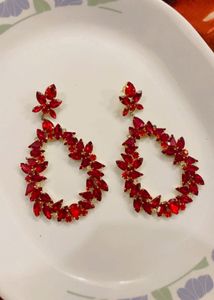 Stunning Red Gemstone Statement Earrings