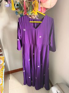 Elegant Purple Embroidered Maxi Dress