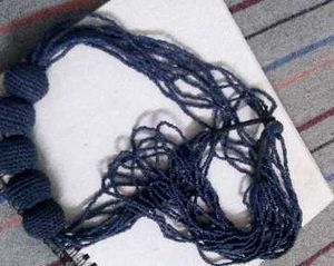 Navy Beaded &amp; Knitted Necklace