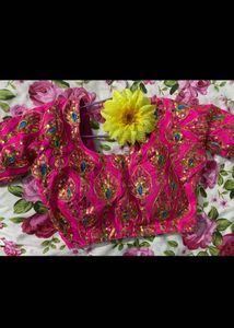 Stunning Pink Silk blouse with Embroidered Blous