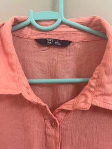 Chic Coral Tie-Front Blouse