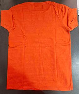 Orange Textured Crew Neck T-Shirt