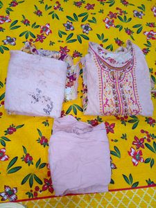 Peach Floral Kurta Set with Dupatta