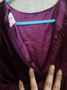 Girls Burgundy Velvet Dress