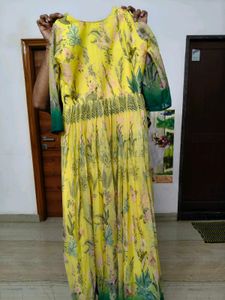 Beautiful Yellow Floral Gown(size-L)