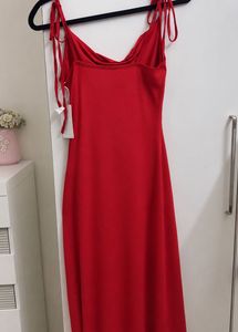 Urbanic Stunning Cowl Neck Red Slip Dress