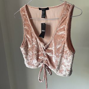 NWT Forever 21 Velvet Lacing Detail Top