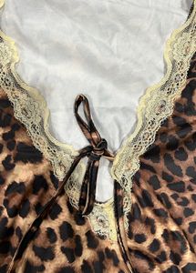 y2k leopard print top with lace details