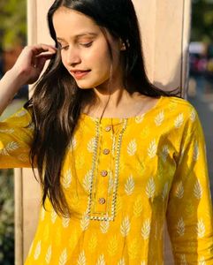 Vibrant Yellow Printed Kurta
