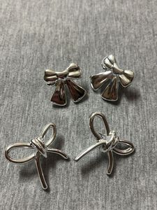 Silver Bow Earrings Set