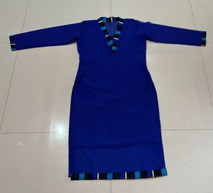 Royal Blue Geometric Trim Dress