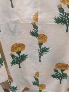 Floral Kurti with Striped Hem