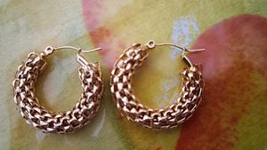 Gold Tone Woven Hoop Earrings