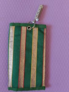 Striped Green &amp; Gold Pouch