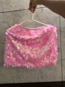 lulu and sky Pink Embellished Shell/Sequin skirt