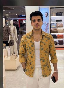 Men's Yellow Floral Print Shirt