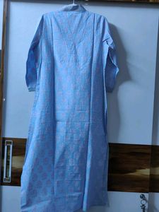 Blue Printed Cotton Kurta Set