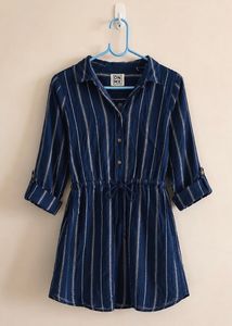 Striped Button-Up Shirt Dress