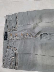 Exported Grey Flare Jeans+  Lace-Up Detail on b