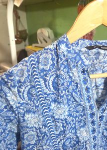 Blue Floral Print Kurta