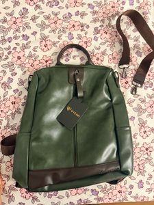 Stylish 2-in-1 Convertible Green Backpack ToteBag