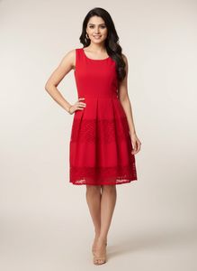 Cherry Red Fit And Flare Dress