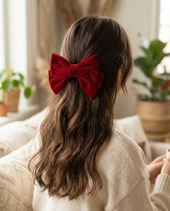 Velvet Red Bow French Barrett