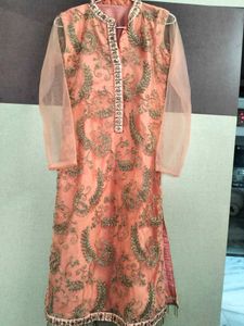 Elegant Peach Embroidered Kurti