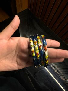 Set of 7 Vintage Hand-Painted Bangles
