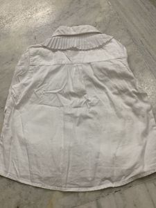 Elegant White Pleated Collar Blouse