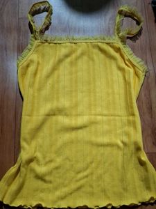Yellow Cami Top with Lace Trim