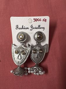 Unique Tribal Design Earrings with Pearls