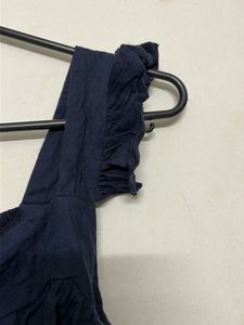 Navy Blue Ruffle Strap Top