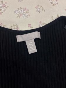 Black Ribbed Square Neck Top