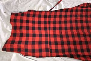 Red Plaid Tunic with Beaded Necklace