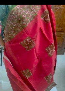 Beautiful Red Saree with Paisley Border