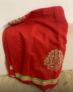 Elegant Red Embroidered Saree
