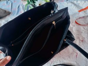 Chic Black Faux Leather Tote Bag