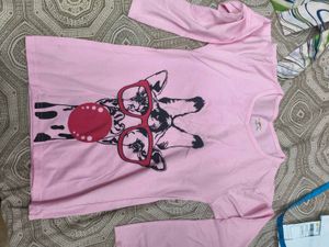 Cute Giraffe Graphic Pink T-Shirt for 8-9 years