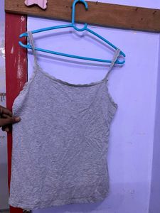 Grey Lace Trim Camisole Top