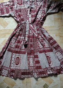 Maroon Ethnic Print Maxi Dress