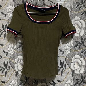 Ribbed Olive Green Top