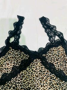 Leopard Print Lace Trim Camisole top