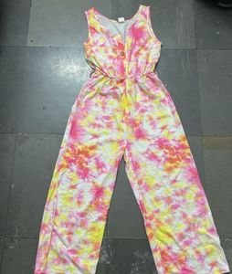 Tie-Dye Print Sleeveless Jumpsuit