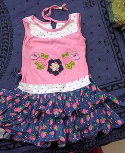Cute Strawberry Print Ruffle Dress
