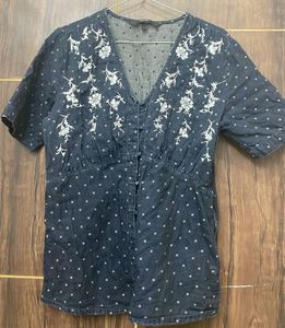 Denim Embroidered Top from Vero Moda