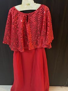 Stunning Red Sequin Cape Gown