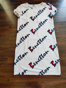 Benetton White Print Dress.
