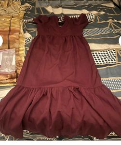 Burgundy Tiered Midi Dress